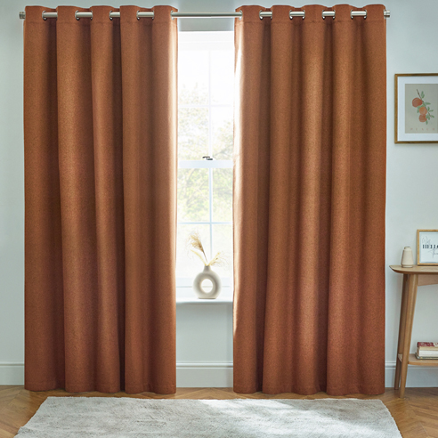 Dawn (Blackout) Eyelet, Brick - Ready Made Curtains - Image 3